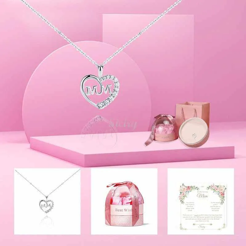 -Siciry To My Loving Mom-Love Heart Necklace-