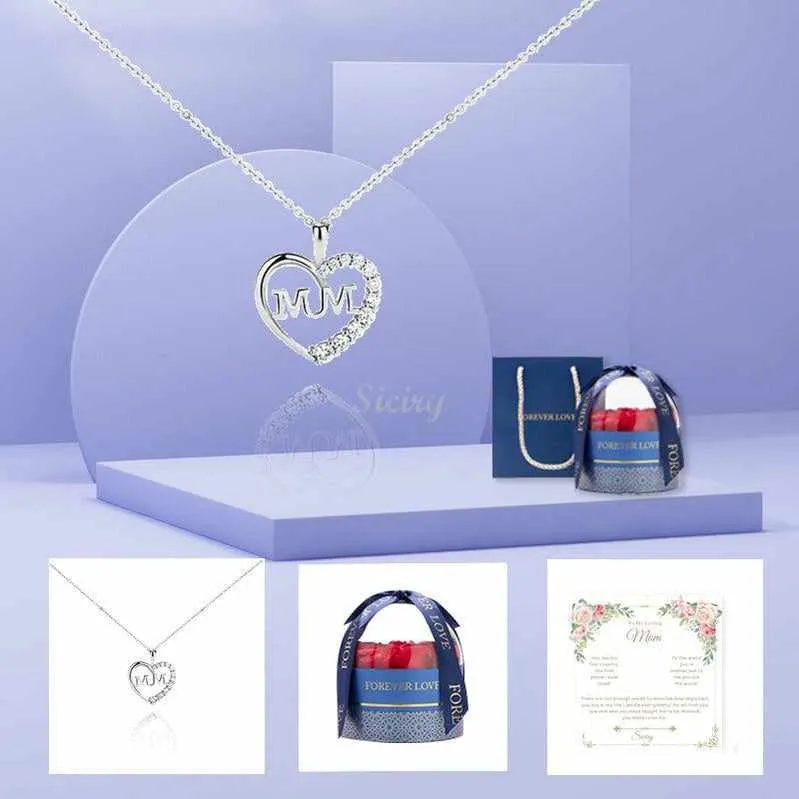 -Siciry To My Loving Mom-Love Heart Necklace-