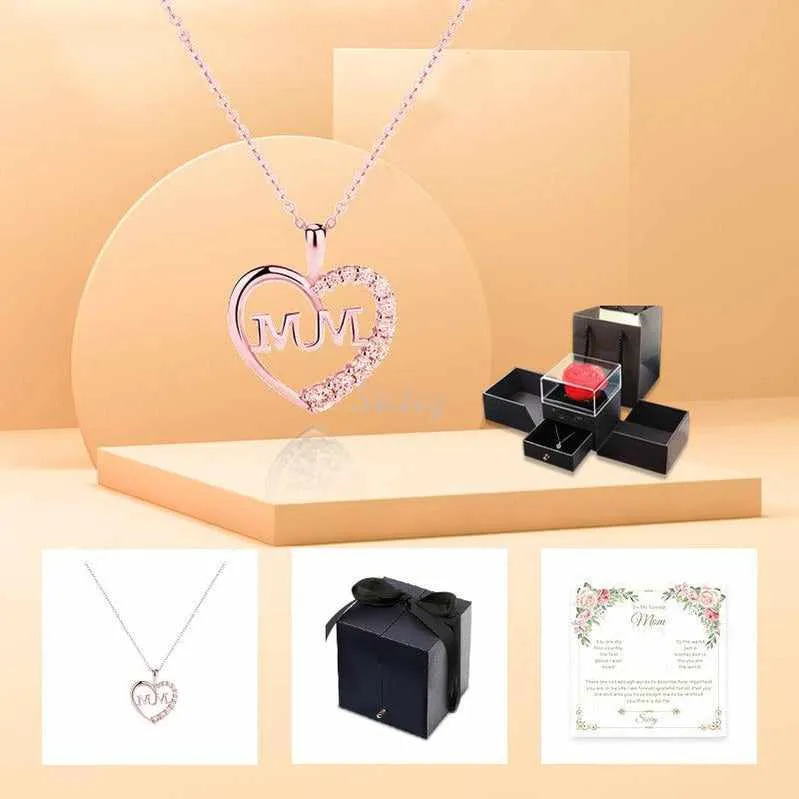 -Siciry To My Loving Mom-Love Heart Necklace-