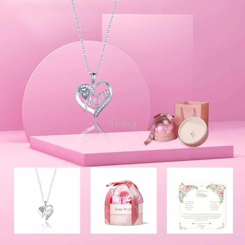 -Siciry To My Loving Mom-Love Heart Necklace-