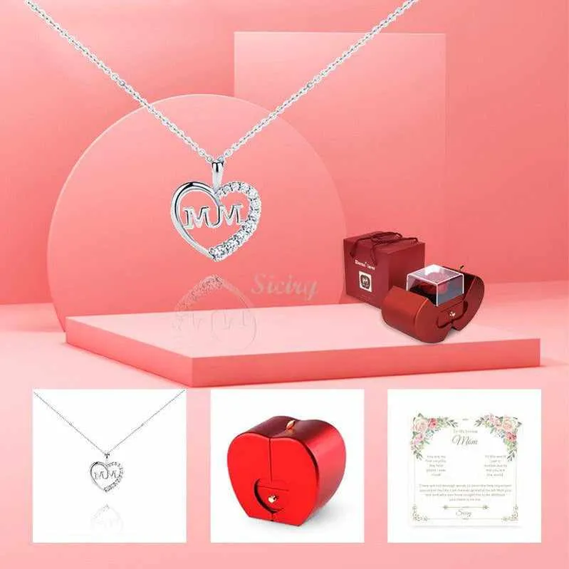 -Siciry To My Loving Mom-Love Heart Necklace-