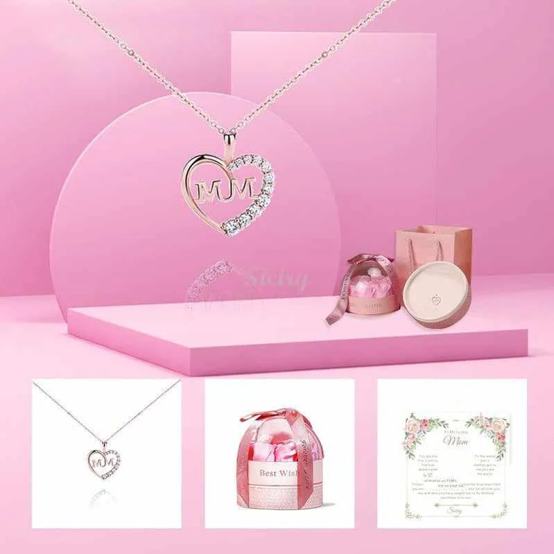 -Siciry To My Loving Mom-Love Heart Necklace-