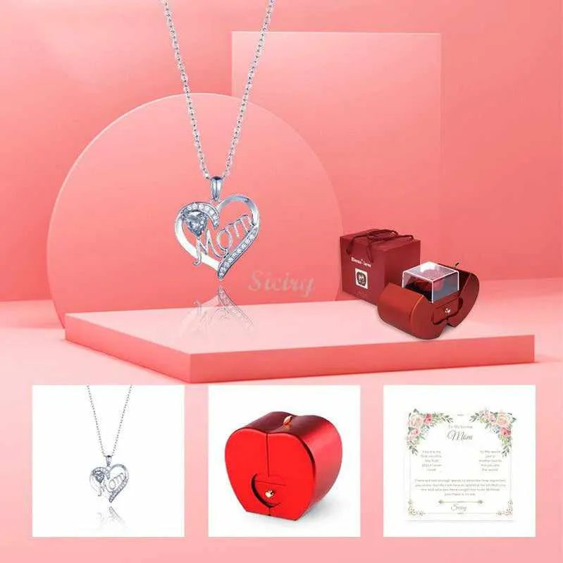 -Siciry To My Loving Mom-Love Heart Necklace-