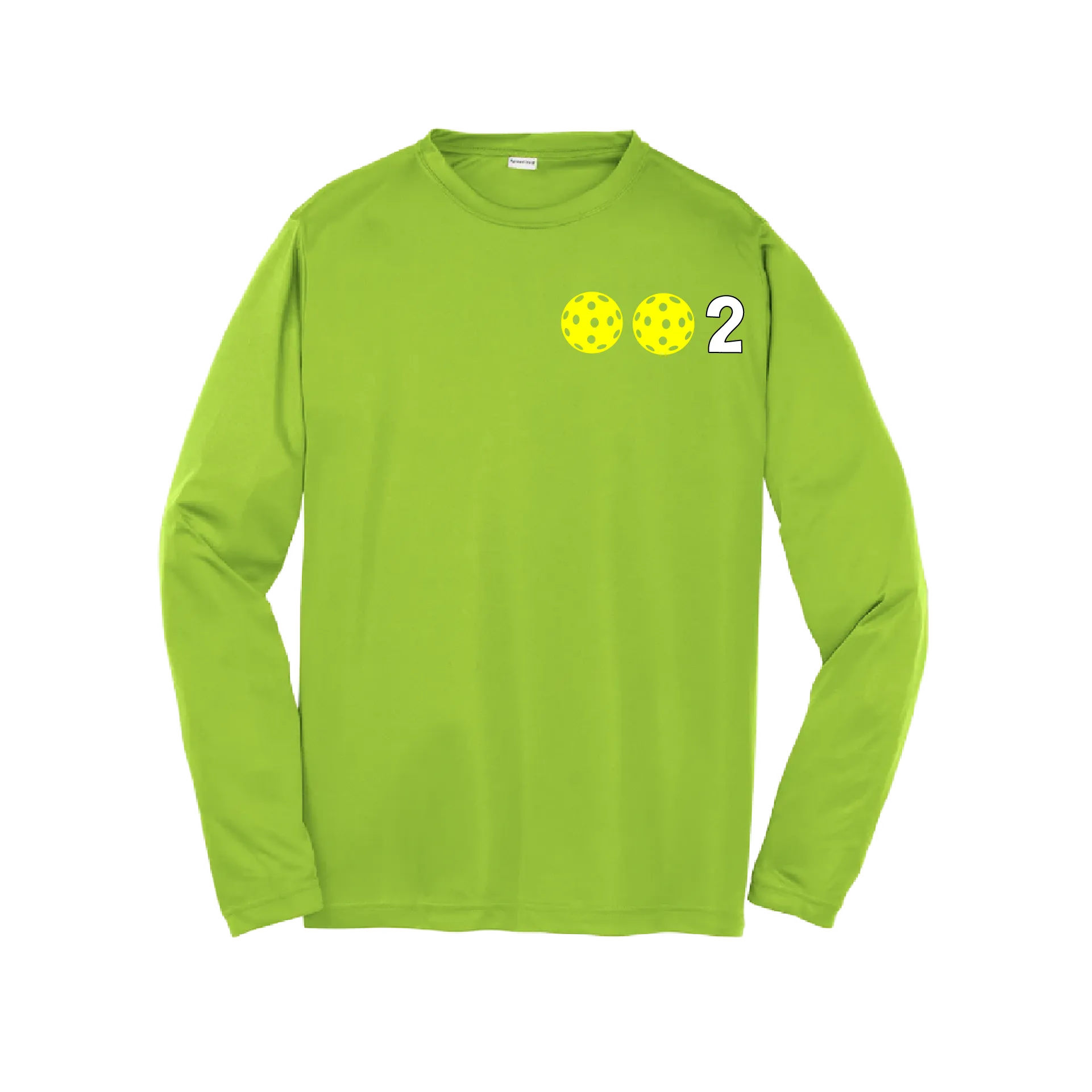 002 Pickleball (Colors Yellow Green White) | Youth Long Sleeve Athletic Shirt | 100% Polyester