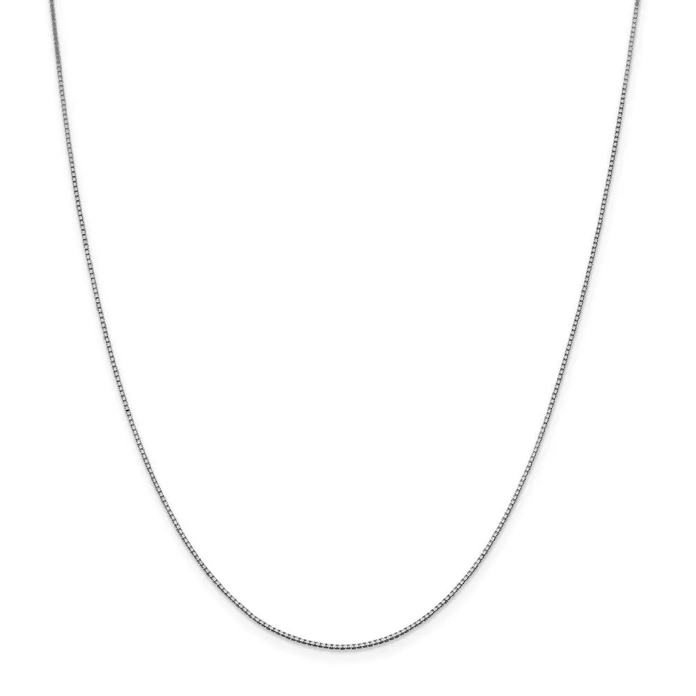 0.95mm 14k White Gold Solid Box Chain Necklace