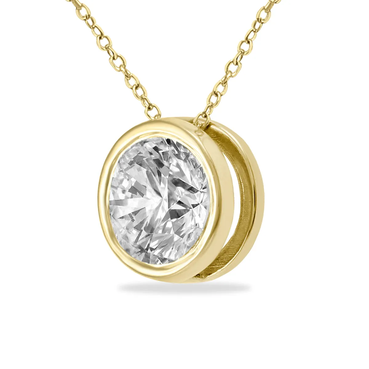 1 Carat Diamond Bezel Pendant In 14K Yellow Gold