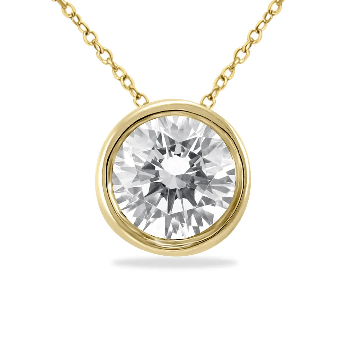 1 Carat Diamond Bezel Pendant In 14K Yellow Gold