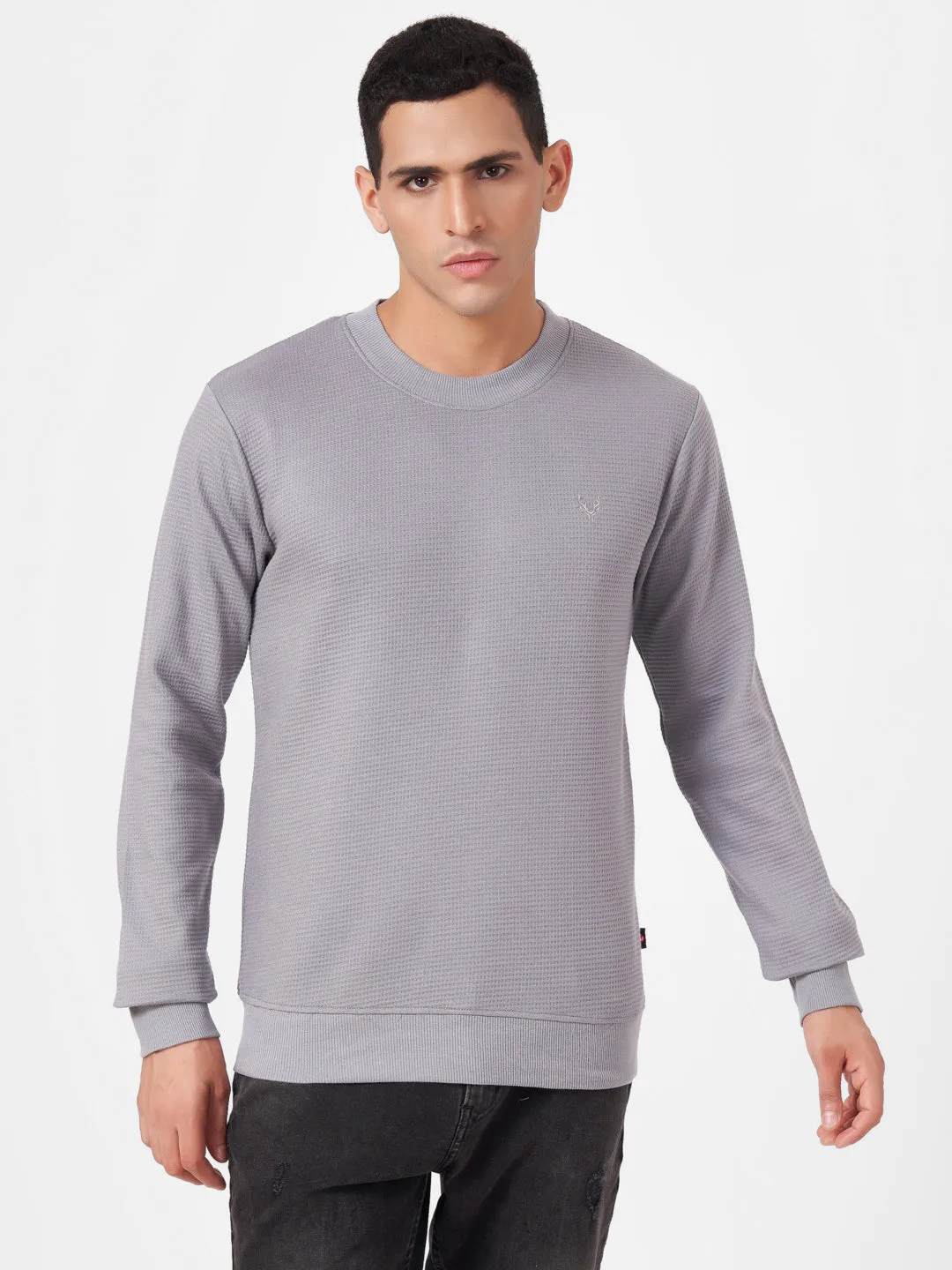 100% Cotton Waffle Knit Full Sleeve Round Neck Sweatshirt