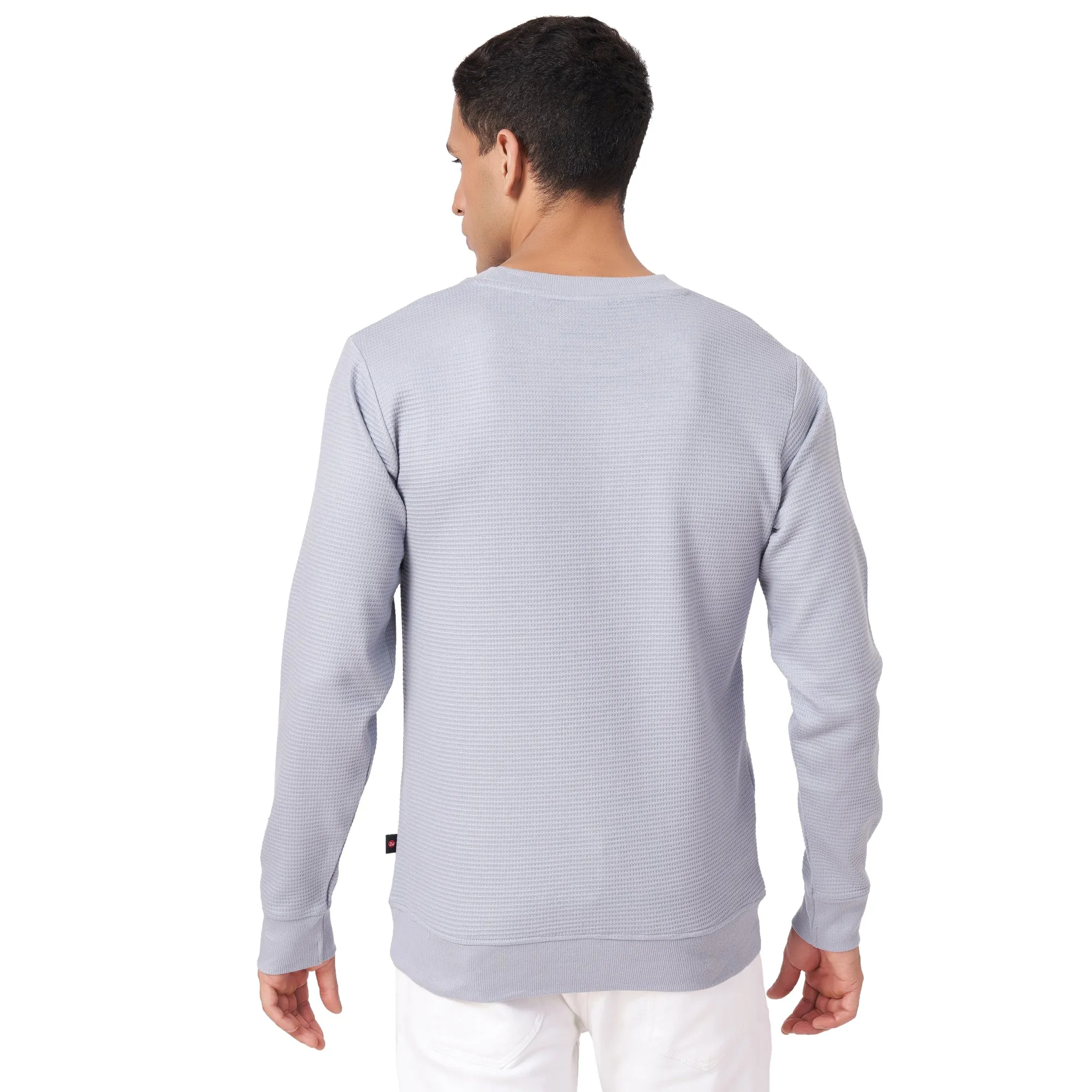 100% Cotton Waffle Knit Full Sleeve Round Neck Sweatshirt