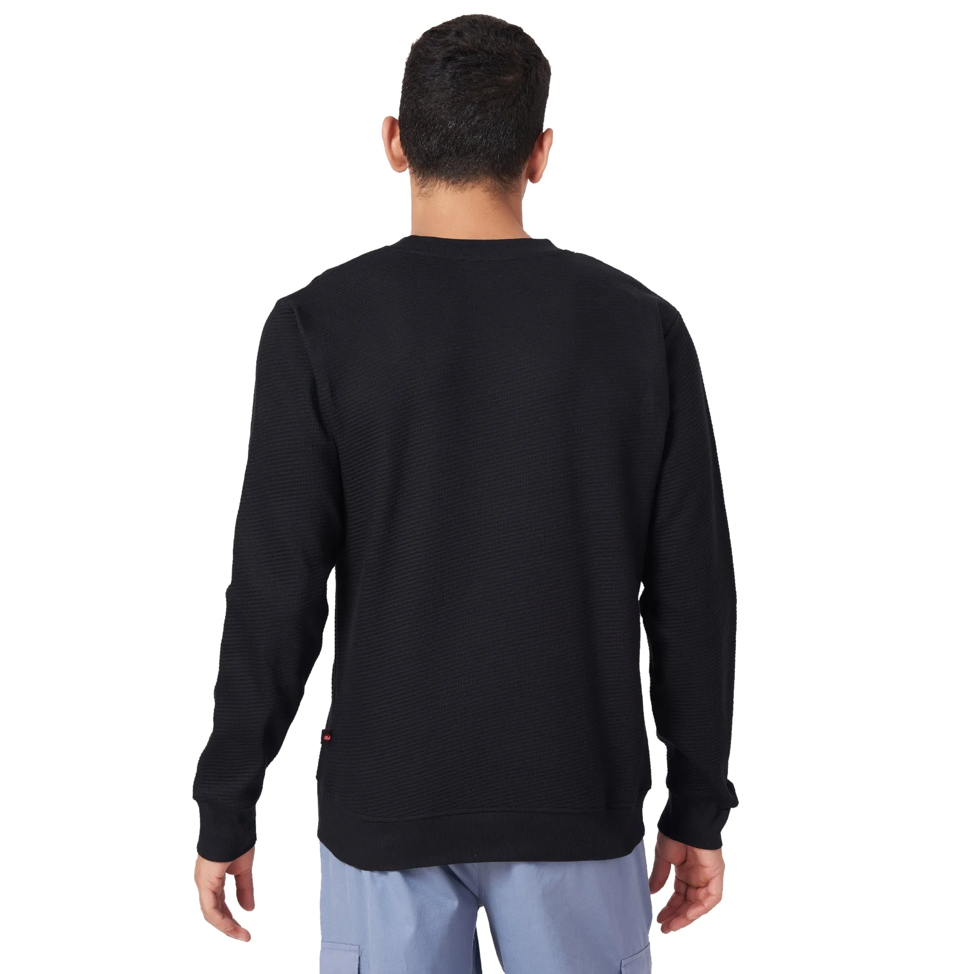 100% Cotton Waffle Knit Full Sleeve Round Neck Sweatshirt