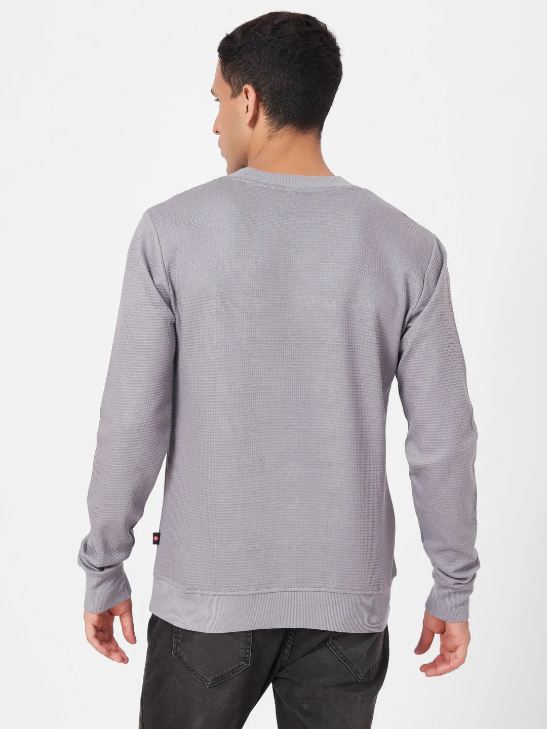 100% Cotton Waffle Knit Full Sleeve Round Neck Sweatshirt