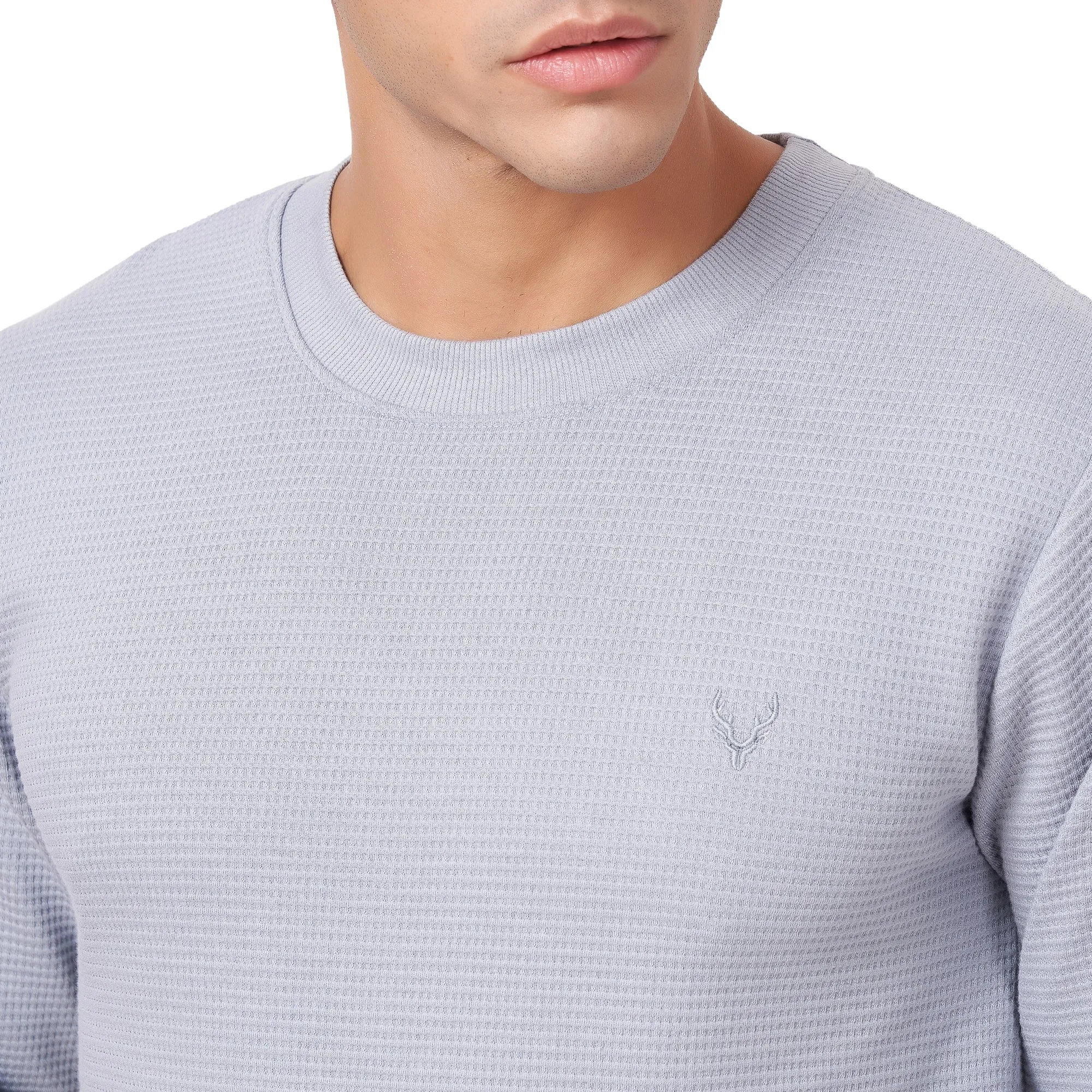 100% Cotton Waffle Knit Full Sleeve Round Neck Sweatshirt