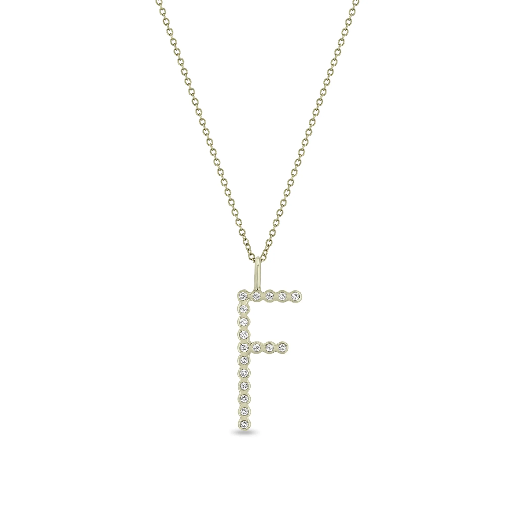 14k Diamond Bezel Letter Necklace