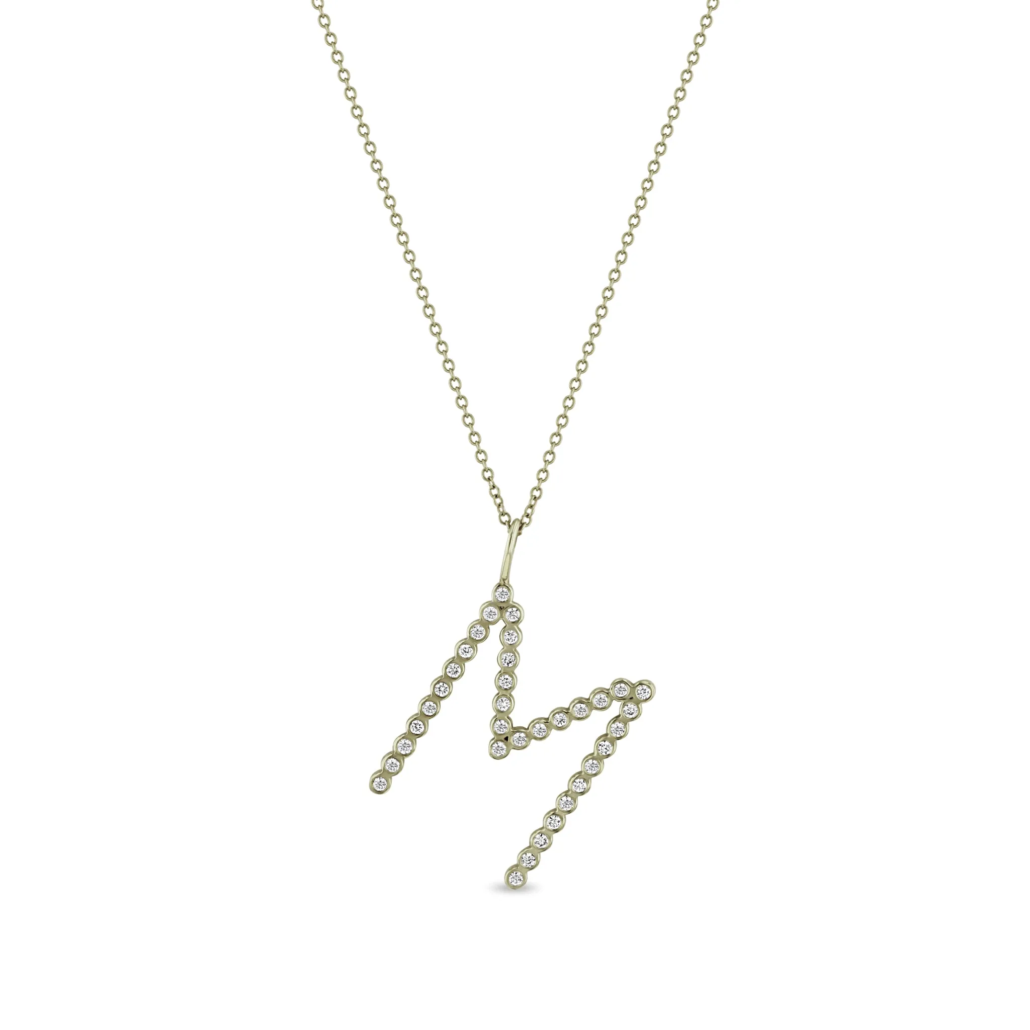 14k Diamond Bezel Letter Necklace