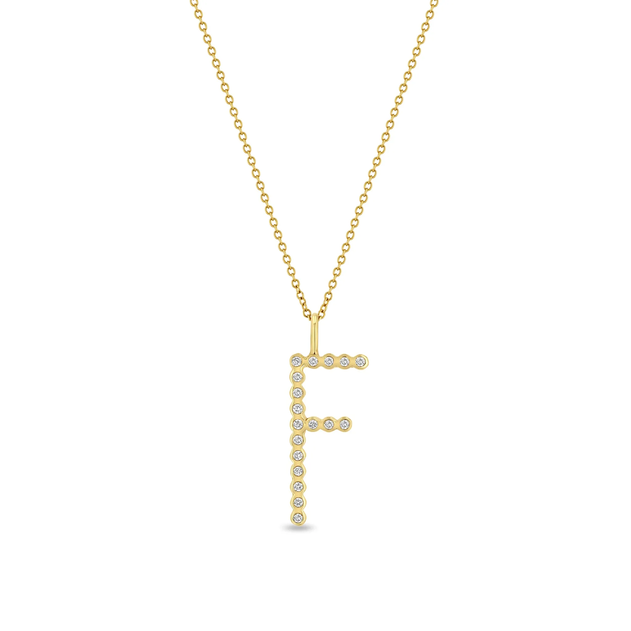 14k Diamond Bezel Letter Necklace