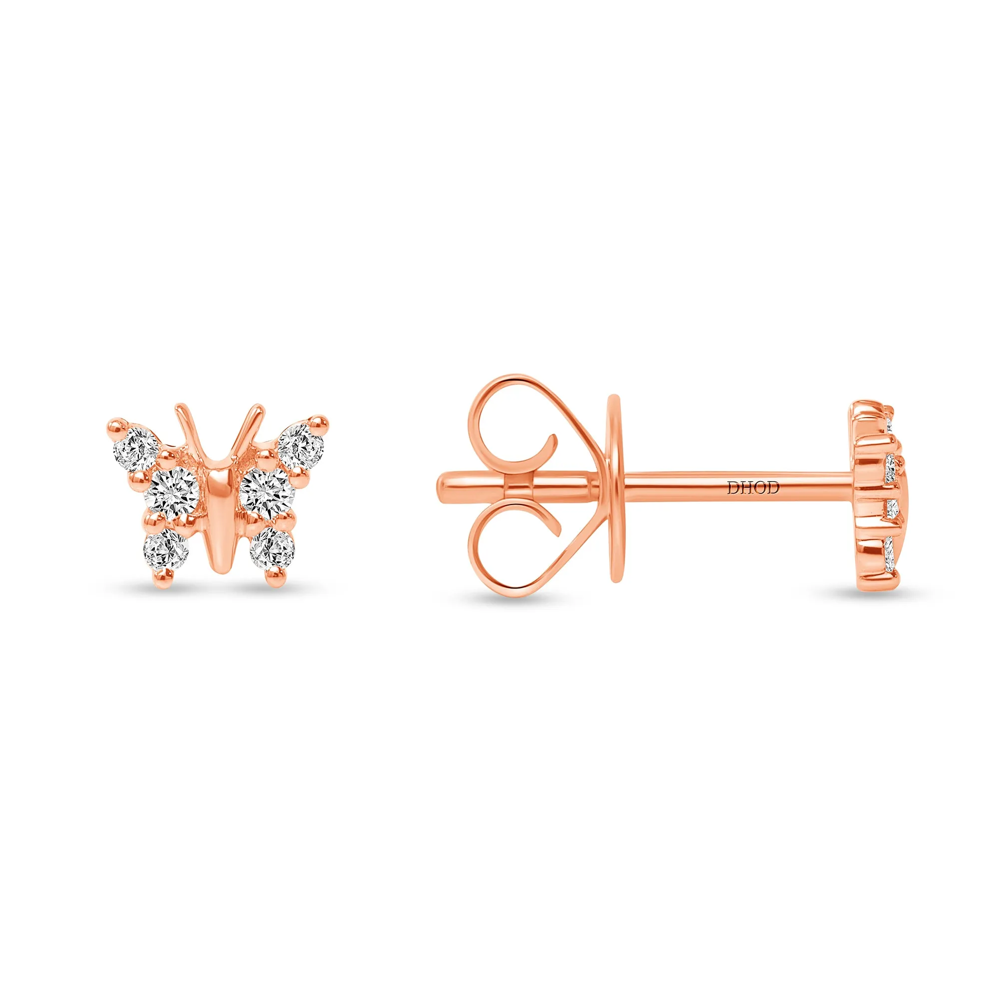 14K Gold Diamond Butterfly Studs