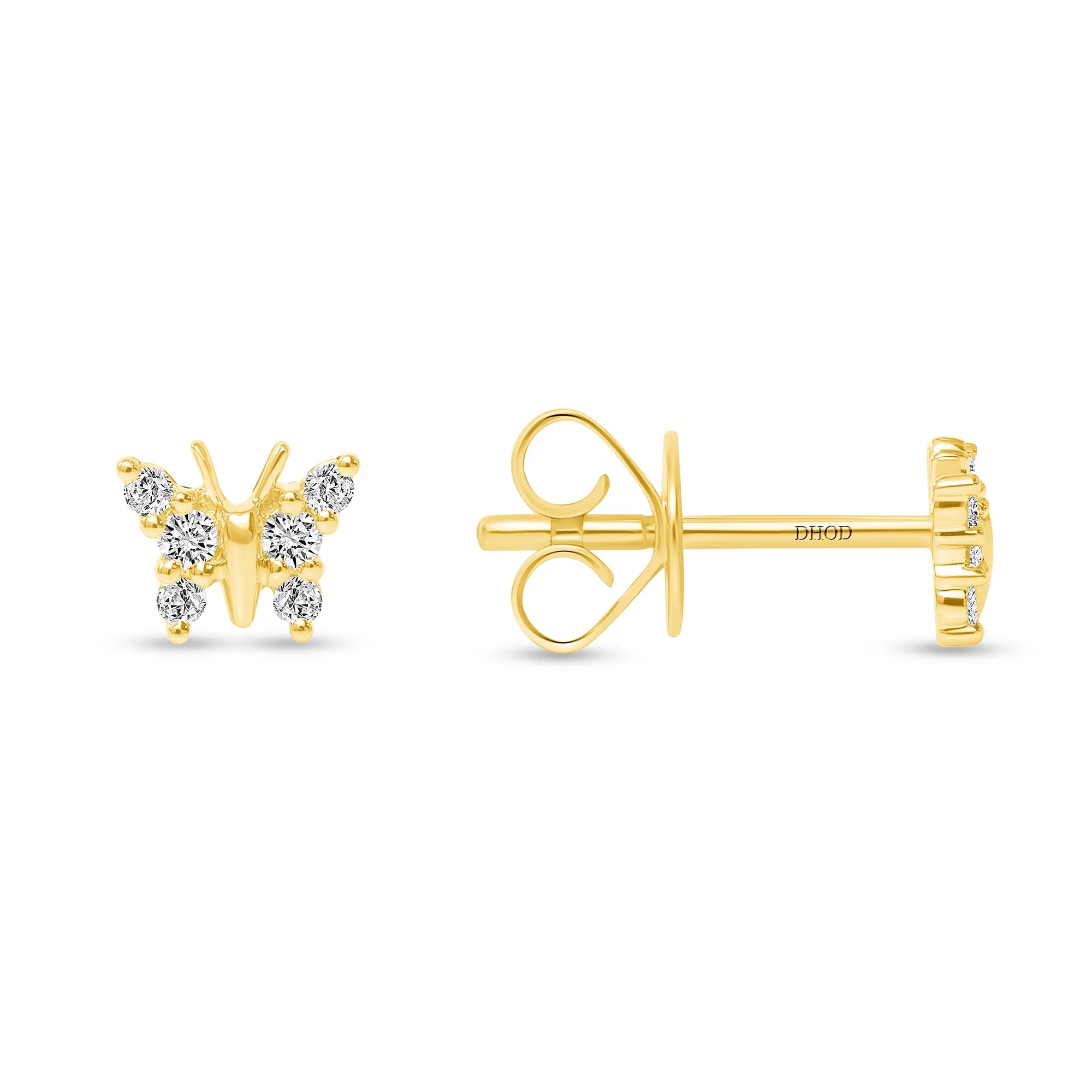 14K Gold Diamond Butterfly Studs