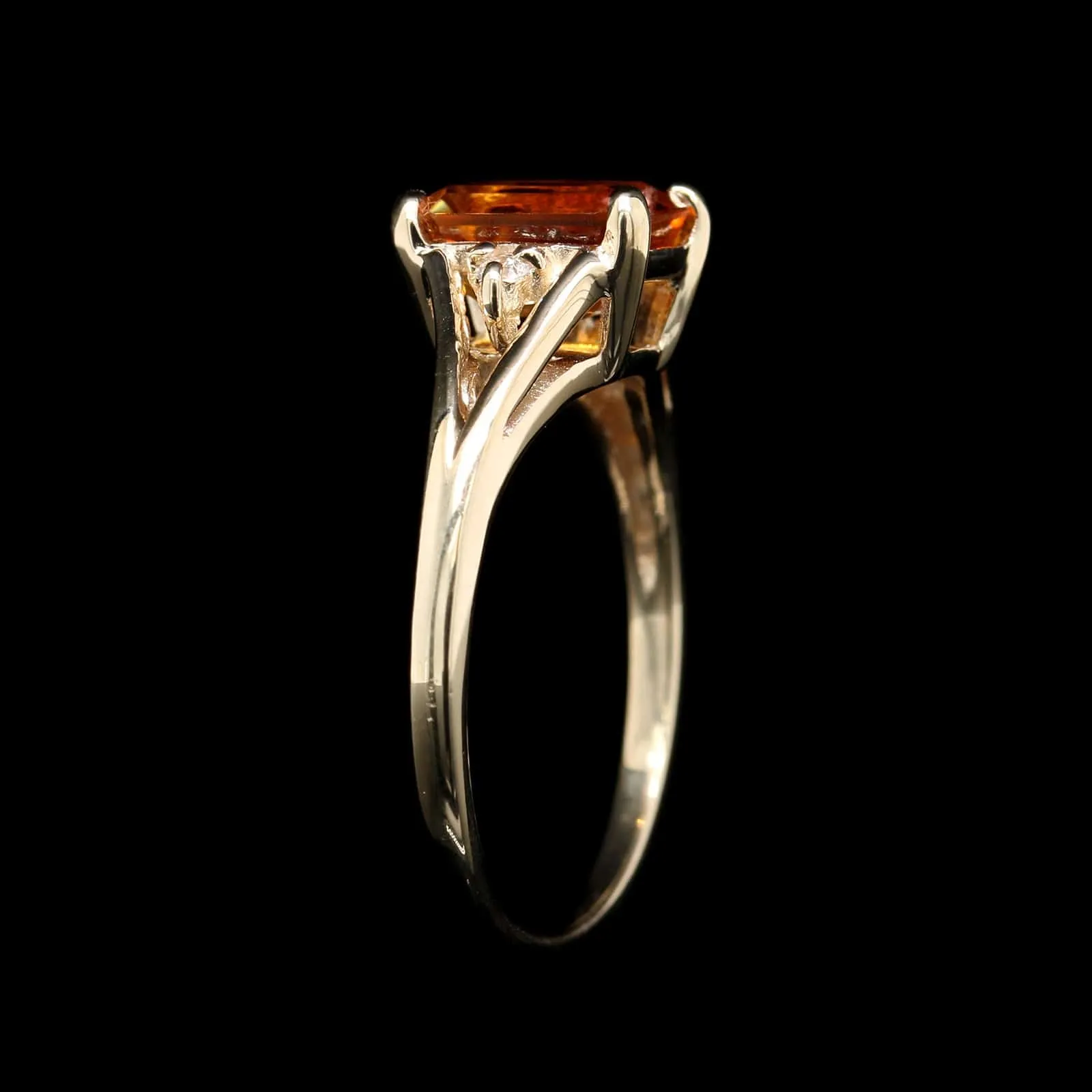 14K Yellow Gold Estate Citrine and Diamond Ring