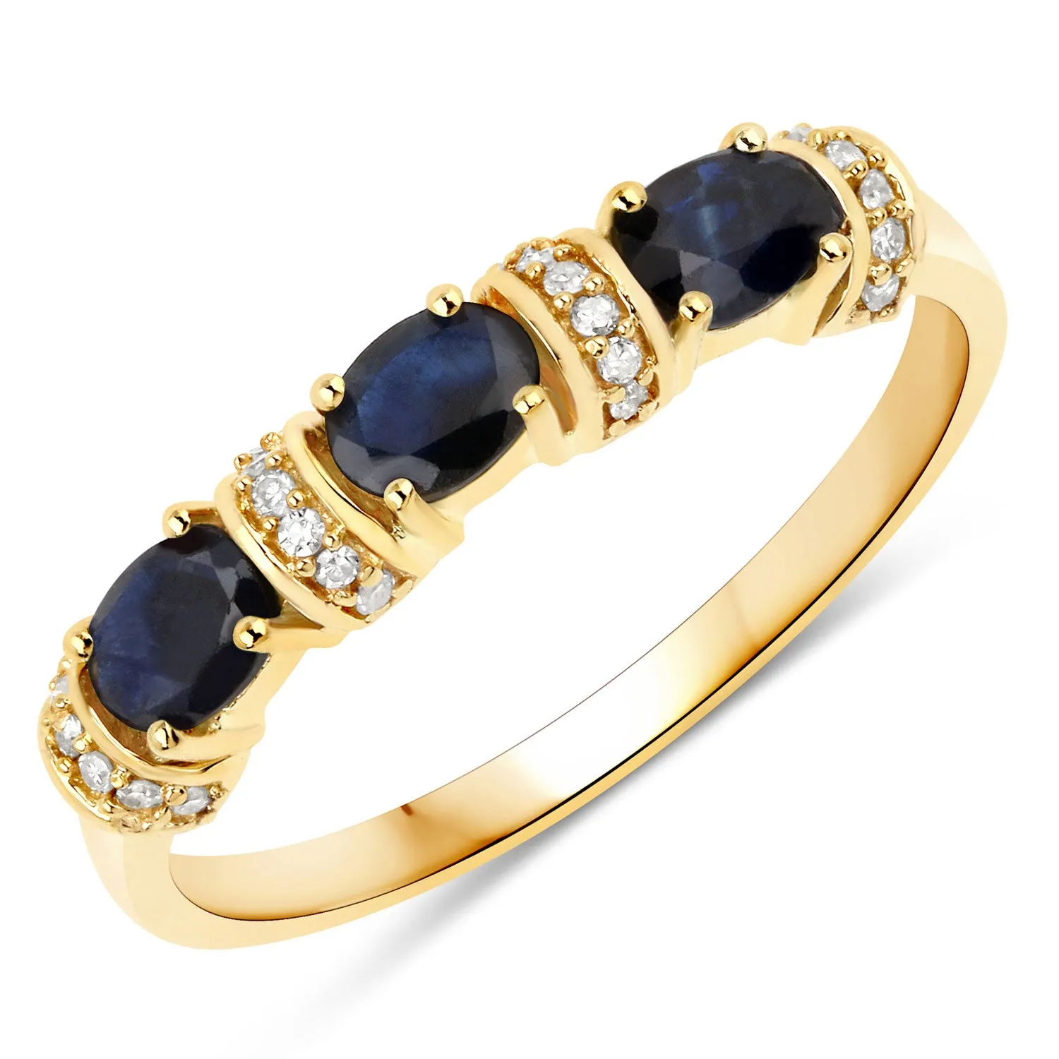 14KY Gold Blue Sapphire Ladies Dress Diamond Ring US:7