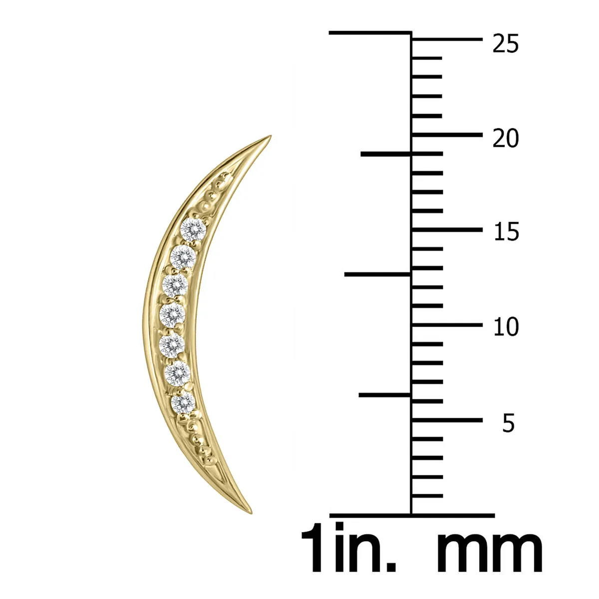 1/8 Ctw Genuine Diamond Moon Climber Earrings In 14K Yellow Gold