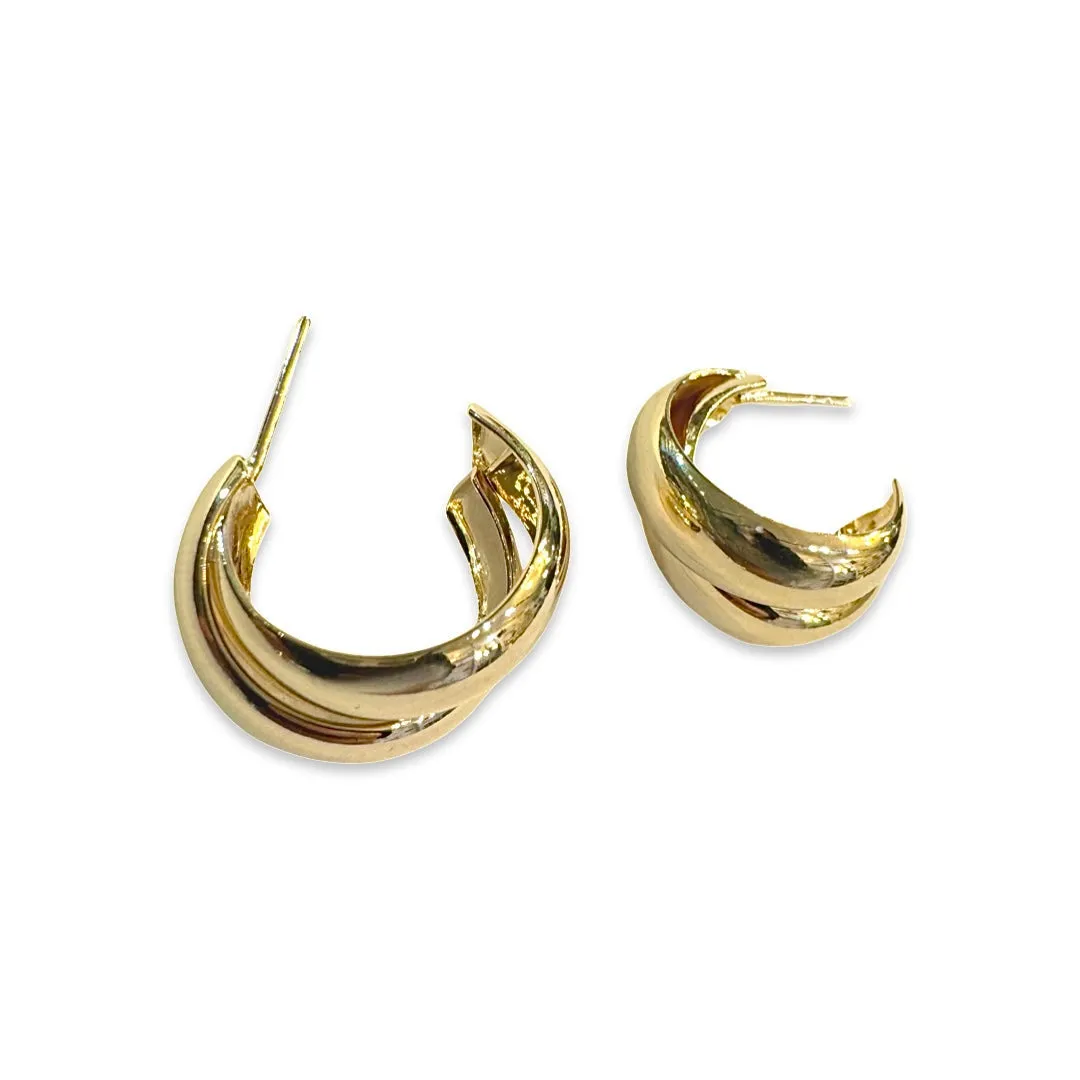 18K Gold Filled Double Hoops