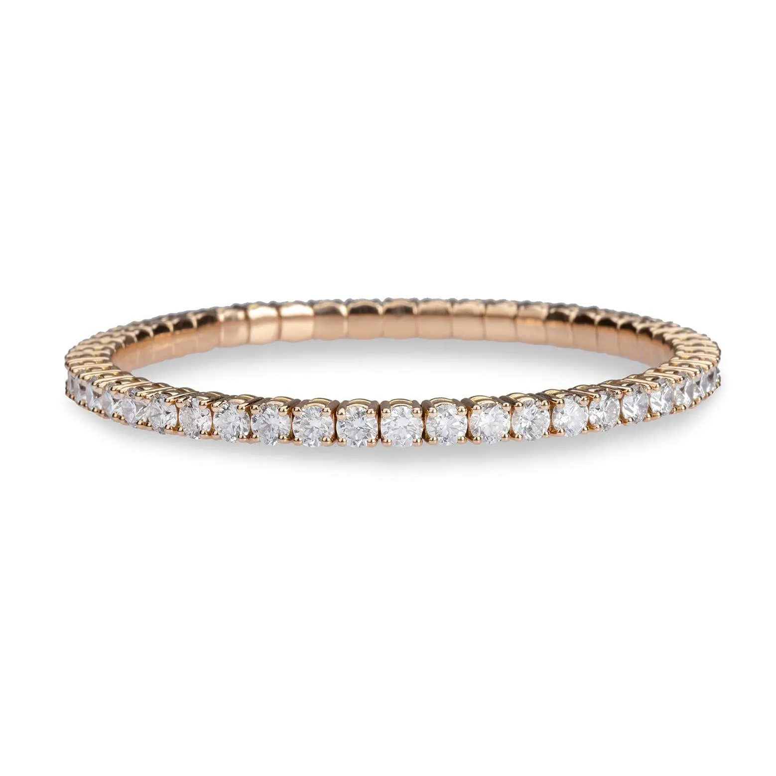 18K Gold Stretch & Stack Round Diamond Tennis Bracelet, 8.0 Carats, Natural Mined Diamonds