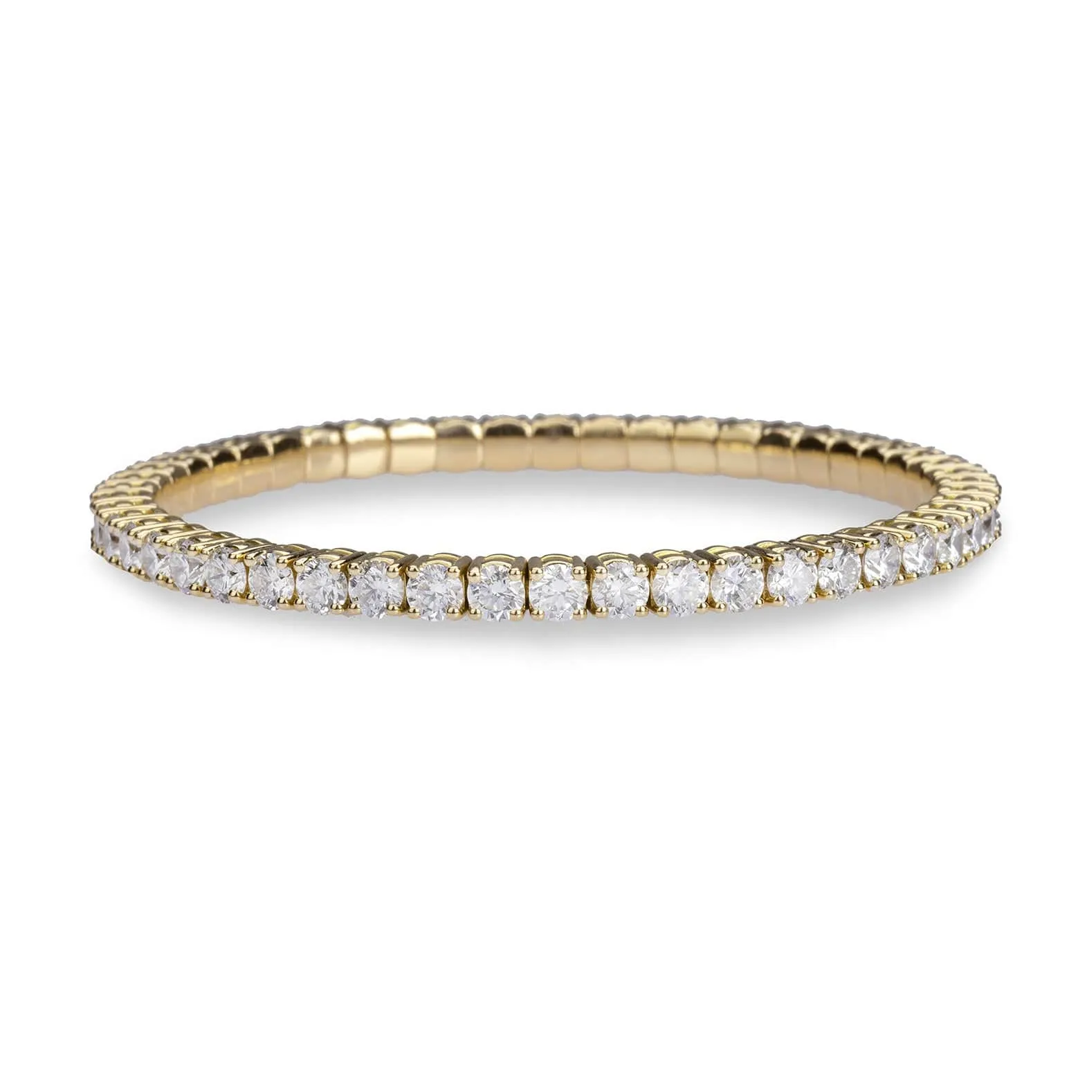 18K Gold Stretch & Stack Round Diamond Tennis Bracelet, 8.0 Carats, Natural Mined Diamonds