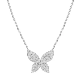 18k Pave Diamond Butterfly Pendant Necklace