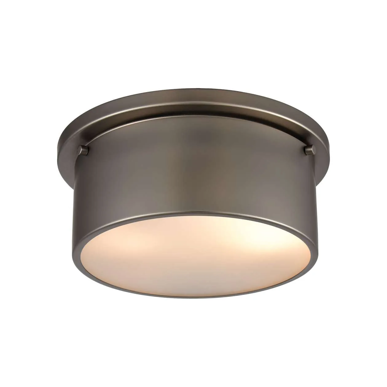 2-Light Flush Mount in Black Nickel with Frosted Glass ELK Lighting