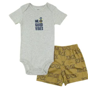 2 Pc Cotton Romper And Shorts Set - Mr Good Vibes