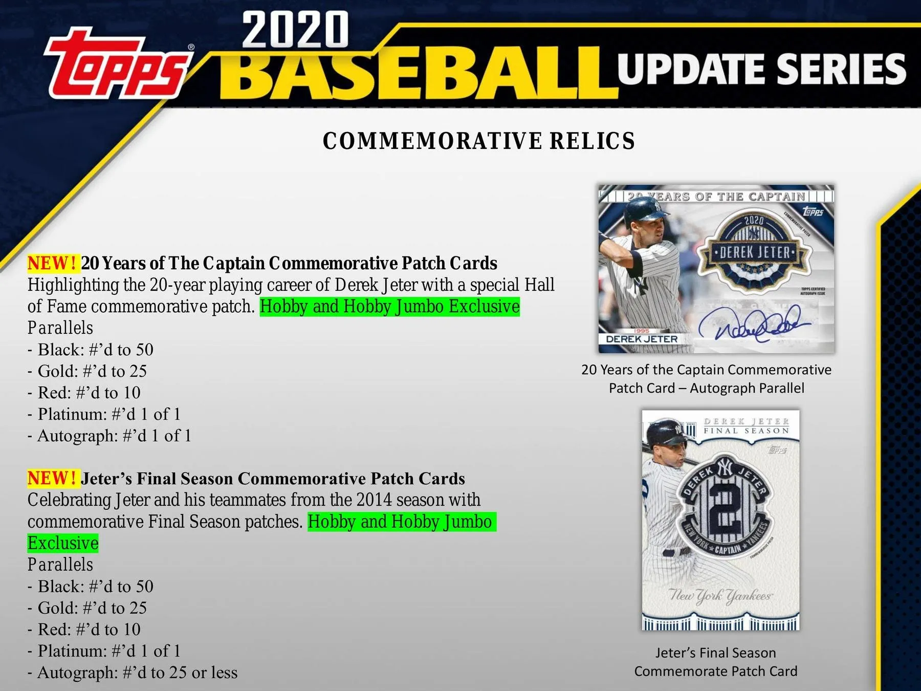 2020 Topps Update Series Baseball Hobby Box 24 Packs Per Box, 14 Cards Per Pack