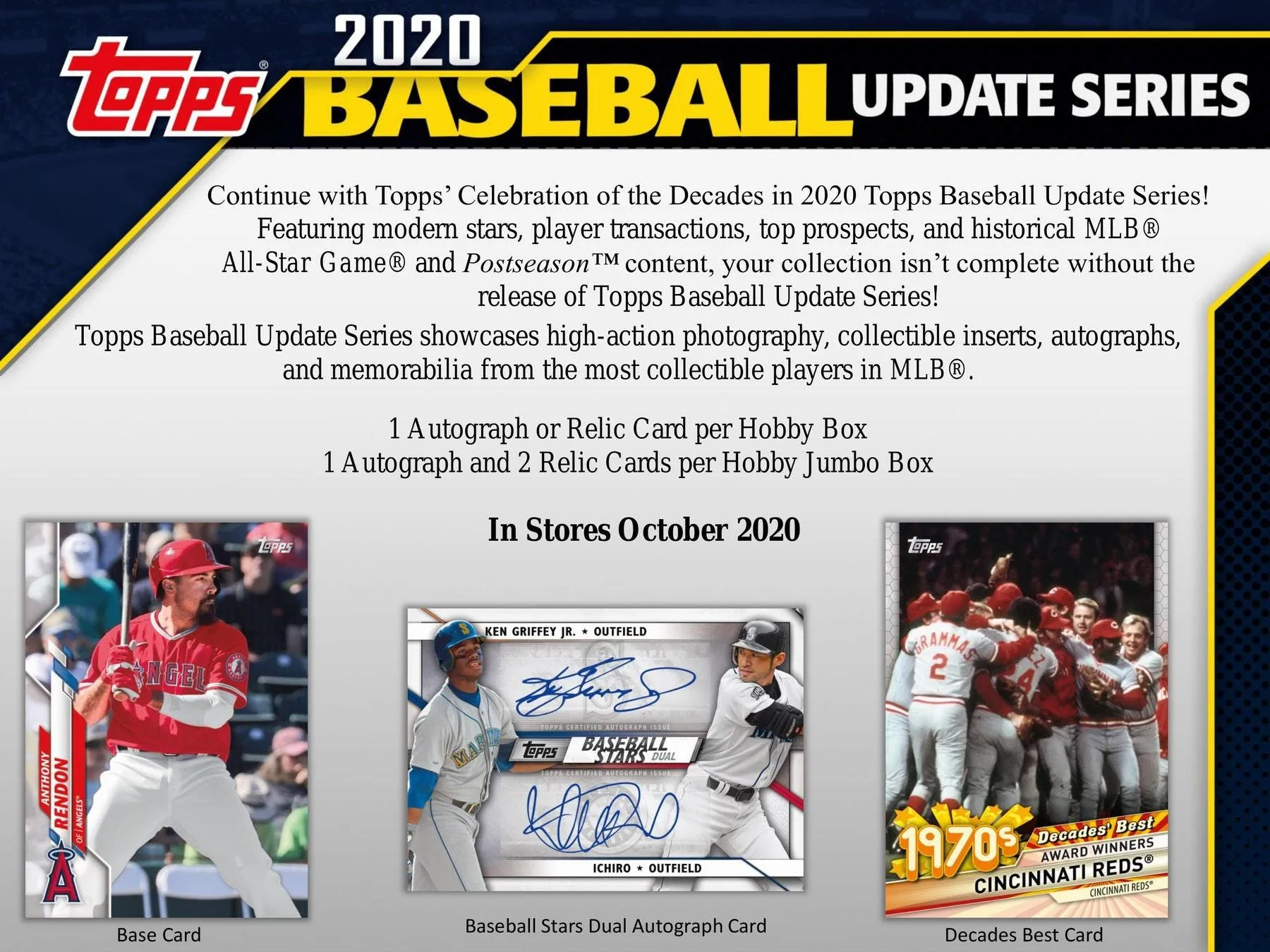 2020 Topps Update Series Baseball Hobby Box 24 Packs Per Box, 14 Cards Per Pack