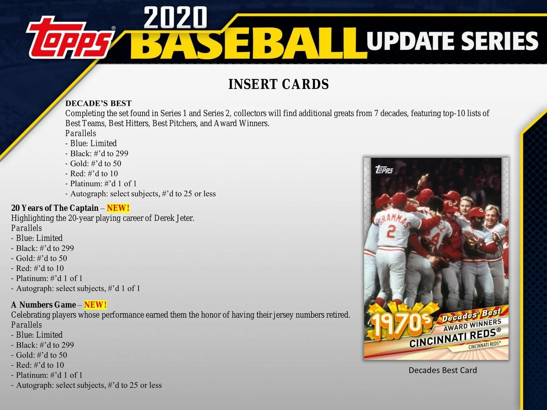 2020 Topps Update Series Baseball Hobby Box 24 Packs Per Box, 14 Cards Per Pack