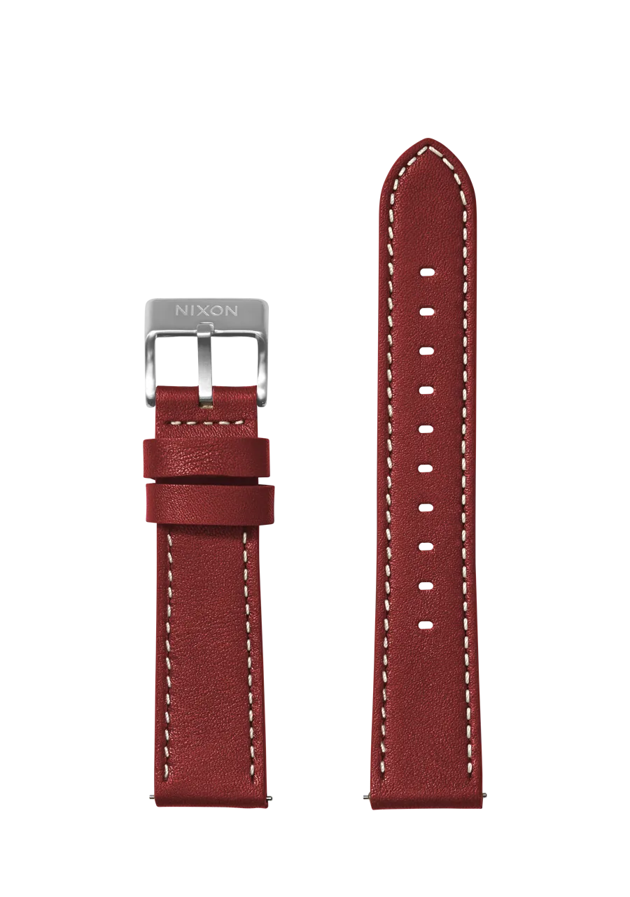 20mm Stitched Leather Band - Cranberry