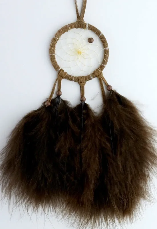 2" Natural Dream catcher w/ 6 Feathers