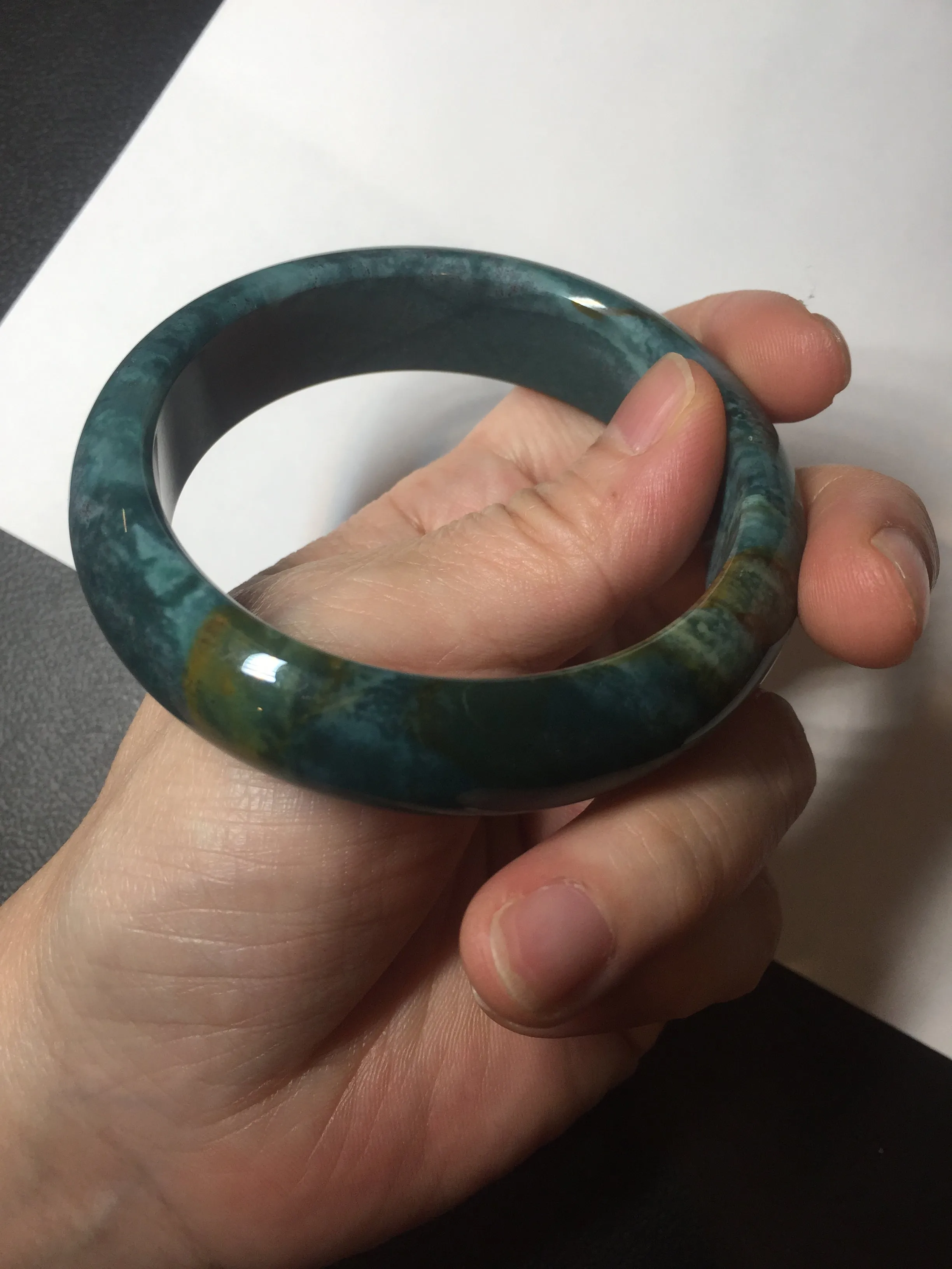 57.6mm 100% natural blue/green/red/yellow ocean jasper bangle SY74