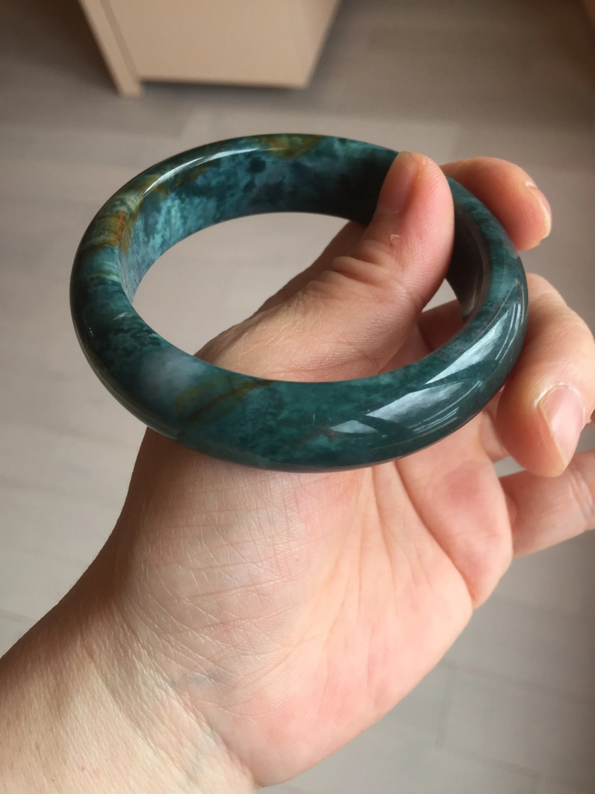 57.6mm 100% natural blue/green/red/yellow ocean jasper bangle SY74