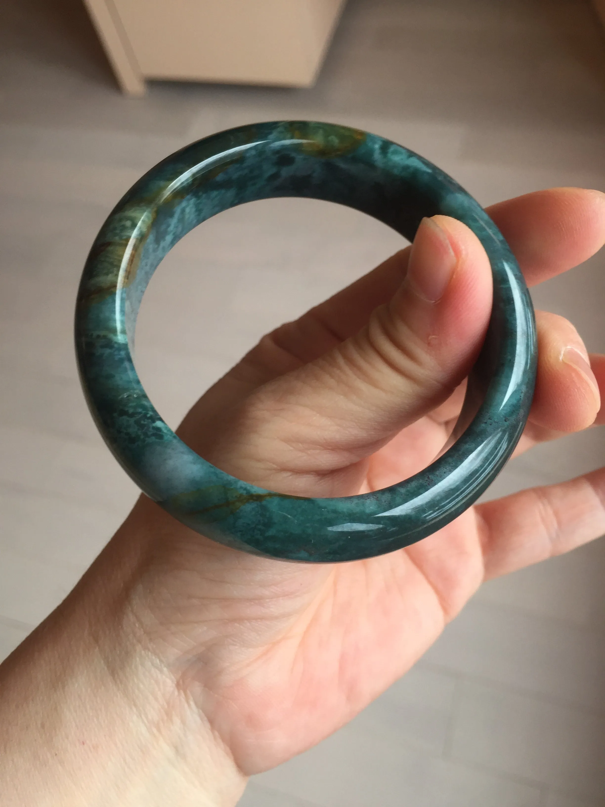 57.6mm 100% natural blue/green/red/yellow ocean jasper bangle SY74