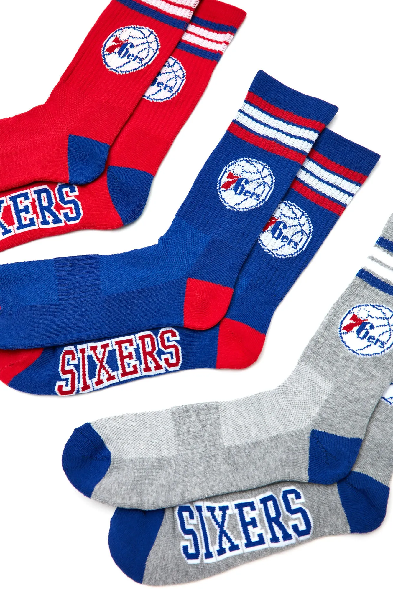 76ERS Athletic Crew Socks 3 Pack - Blue/combo