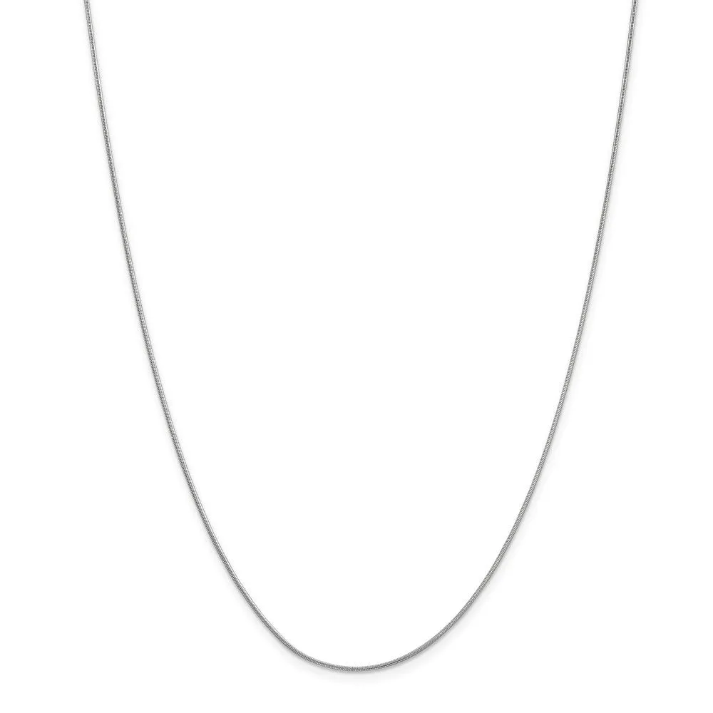 .90mm, 10 Karat White Gold, Round Snake Chain - 16 inch