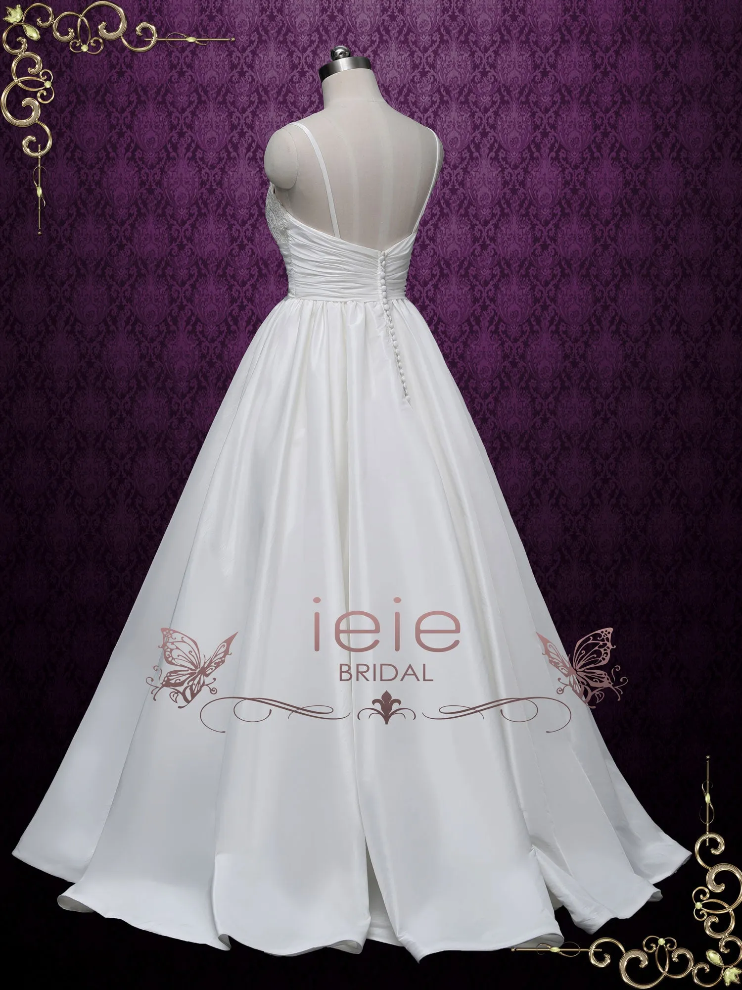 A-line Sweetheart Taffeta and Lace Wedding Dress CHRISTINE