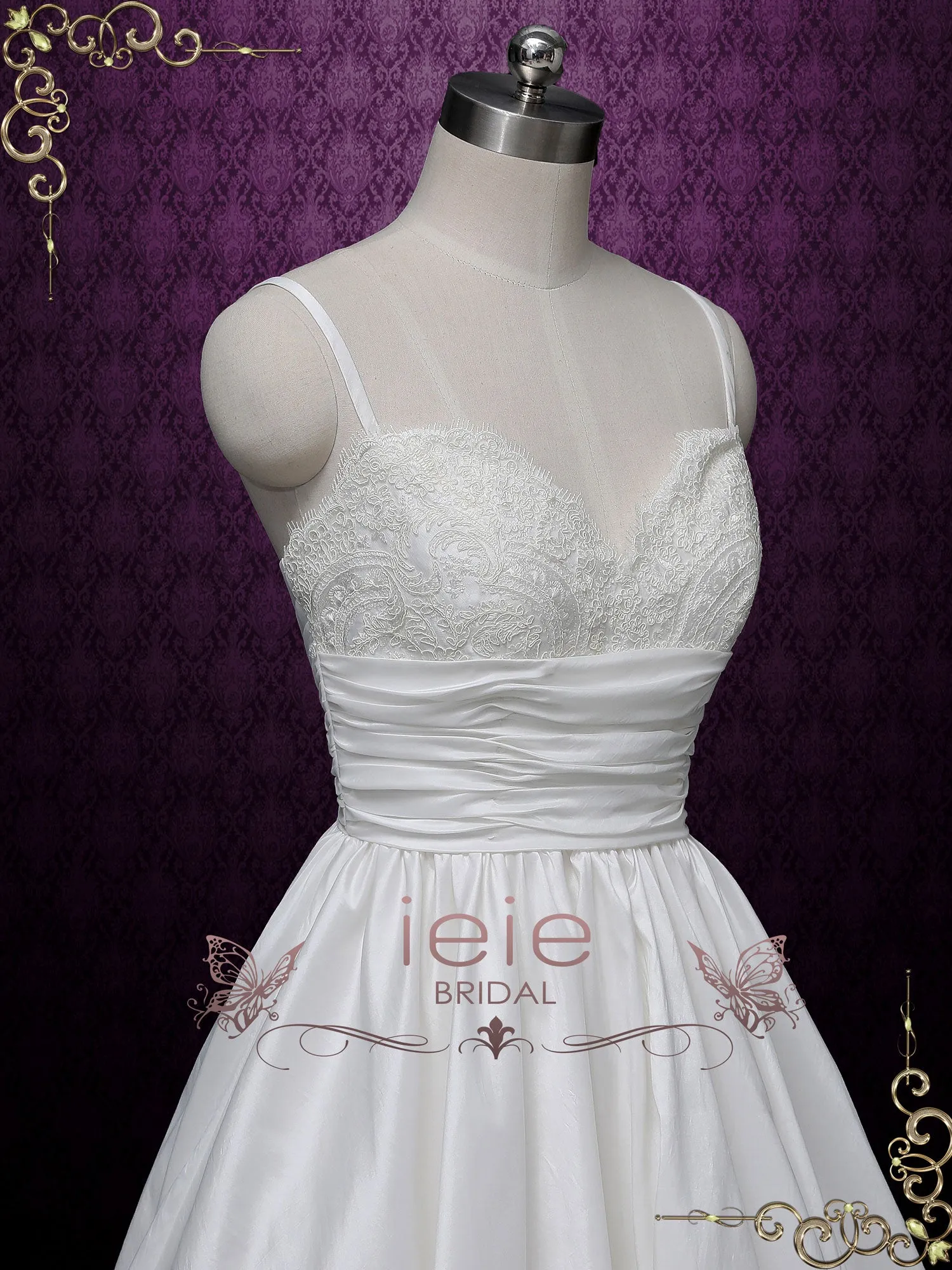 A-line Sweetheart Taffeta and Lace Wedding Dress CHRISTINE