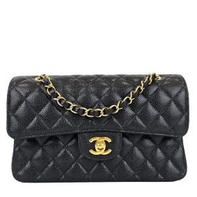 A01113 Small Black Caviar Classic Flap Bag GHW