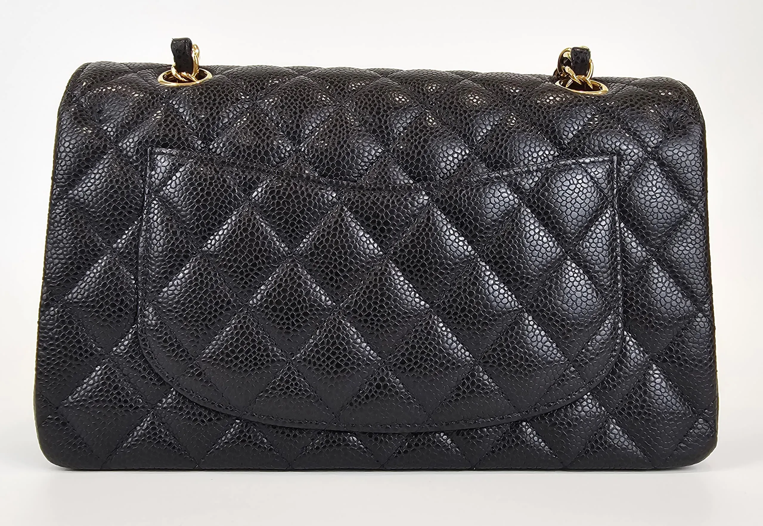 A01113 Small Black Caviar Classic Flap Bag GHW