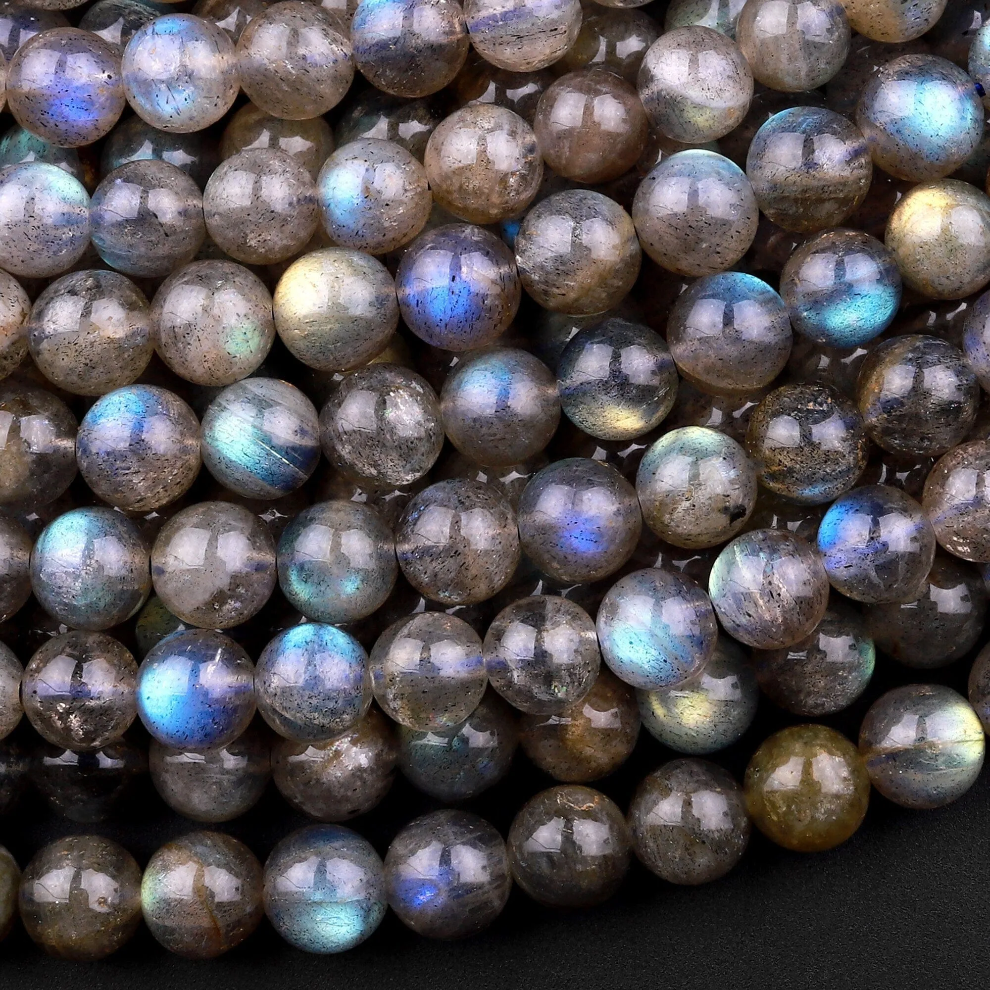 AA Natural Labradorite 4mm 6mm 8mm 10mm Round Beads Rainbow Flashes 15.5" Strand