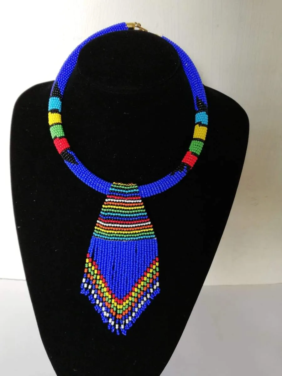 African Zulu beaded necklace, Boho Necklace, Beaded jewelry for women