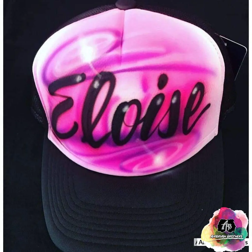 Airbrush Script Swirl Hat Design