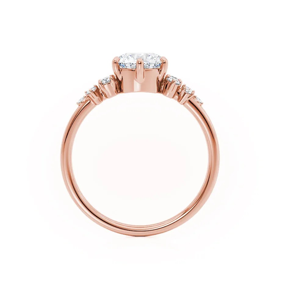 ALYA - Oval Lab Diamond Starburst Cluster Shoulder Set Engagement Ring 18k Rose Gold