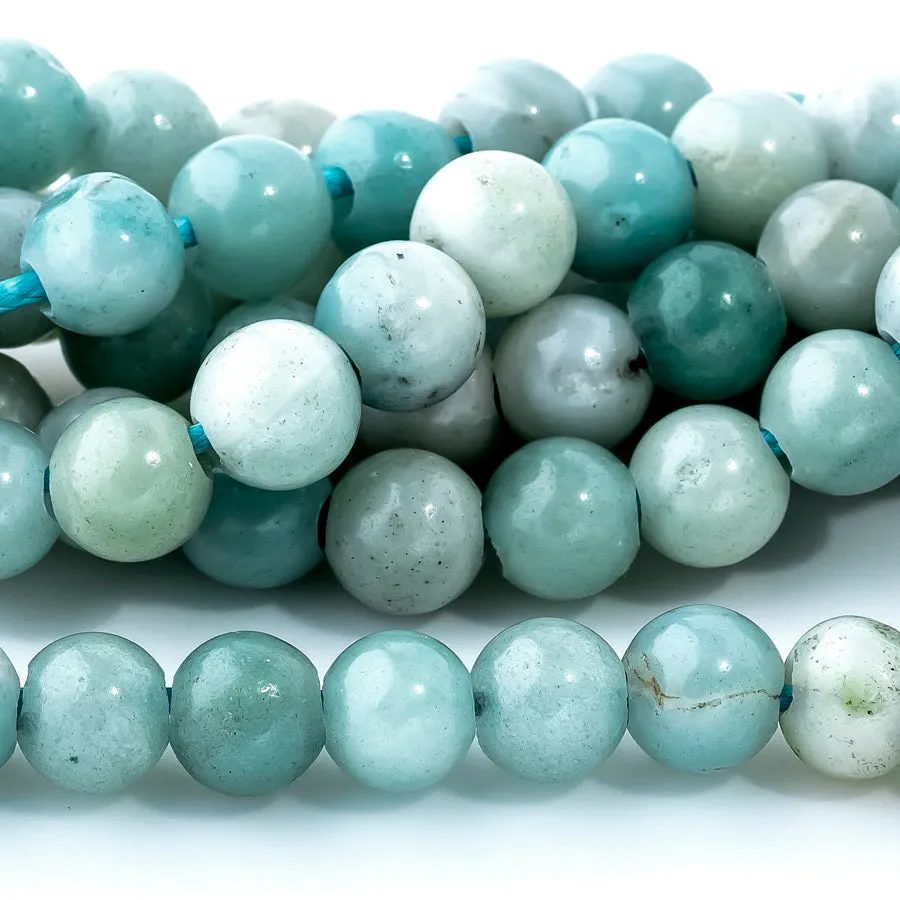 Amazonite 6mm Round A Grade Large Hole Beads - 8 Inch