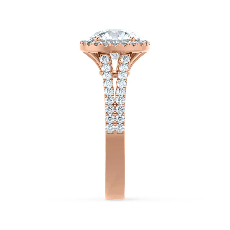 AMELIA - Round Lab Diamond 18k Rose Gold Halo Ring